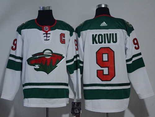 Adidas Men Minnesota Wild #9 Mikko Koivu White Road Authentic Stitched NHL Jersey